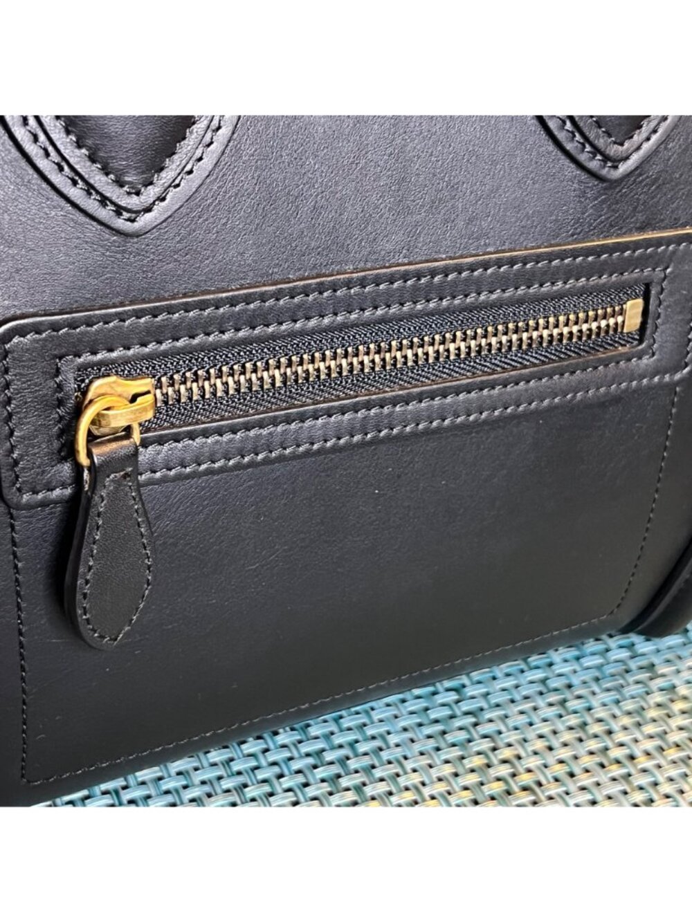 Céline Micro Luggage Tote Black Leather Top Handle Gold Hardware - Picture 4 of 15